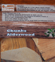 Alderwood Chunks 1 kg Schüttware oder 1,5 kg Box – Räucherklötze BBQ Chips Späne Smoker Grill Räucherholz Holz Stücke