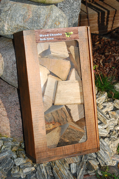 Ash-Tree Wood Chunks 1 kg Schüttware oder 1,5 kg Box – Räucherholz BBQ Chips Späne Smoker Grill Räucherklötze Holz Stücke