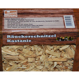 Kastanie Räucherschnitzel Box 3 Liter oder 5 Liter Schüttware, grobe Körnung - Späne Wood Chips Grill Smoker BBQ Räucherholz