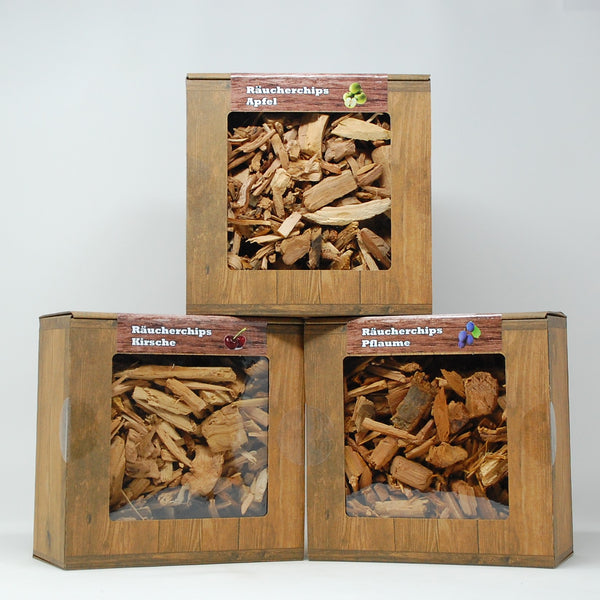 Schleswig-Holstein-Set Räucherchips 3×3 L Kirsche Apfel Pflaume